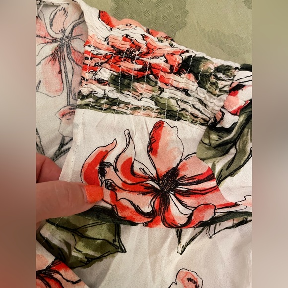 New Guess Long Sleeve Karlotta Blushing Azalea Floral Print Faux Wrap CropTop XS - Picture 6 of 16